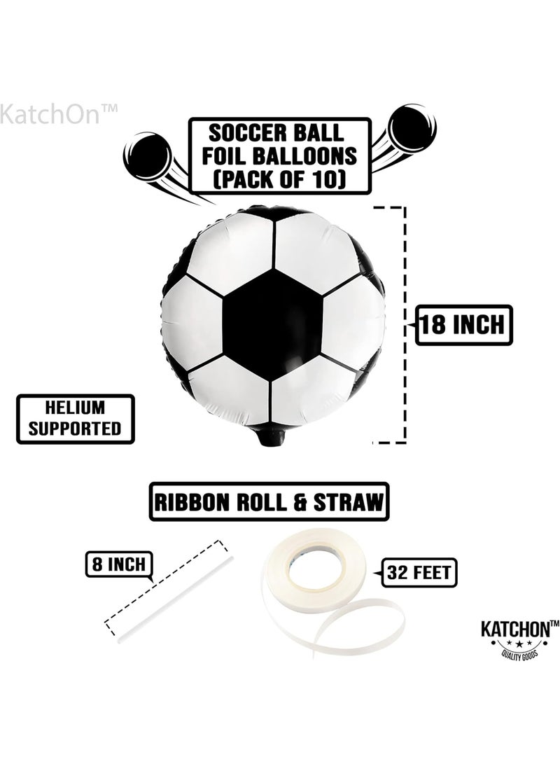 KATCHON Soccer Balloons -18 Inch Balloons pack of 10 | Soccer Birthday Party Decorations , Sports Themed Party Decorations | soccer decorations For Party With Black And White balloons - Image 3